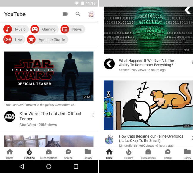 YouTube para Android mejora la interfaz
